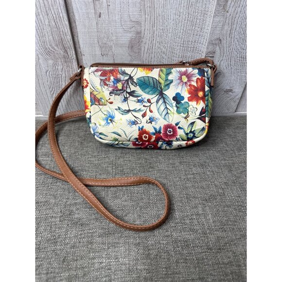 Multi Sac Floral Crossbody Bag With Adjustable Strap & Zippered Pockets Boho - Picture 2 of 11
